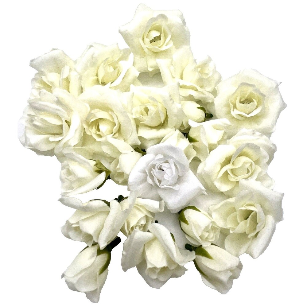 Lot of Faux Rose Flower Heads Ivory 1-3" Wide Wedding Bridal Textile Bride
